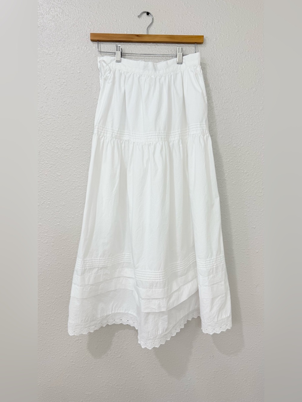 o.p.t Beth Cotton Skirt White Size 2 Tiered Eyelet Maxi Midi Cottagecore XS-S - Picture 6 of 10